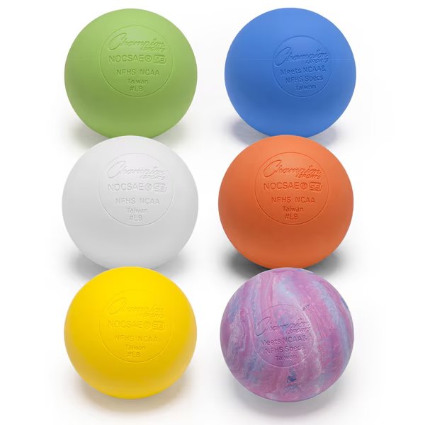 Official Lacrosse Ball Set, 6 Assorted Colors, Champion Sports, Mfr#: LBSET